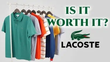 A clothes rack with different Lacoste shirts.