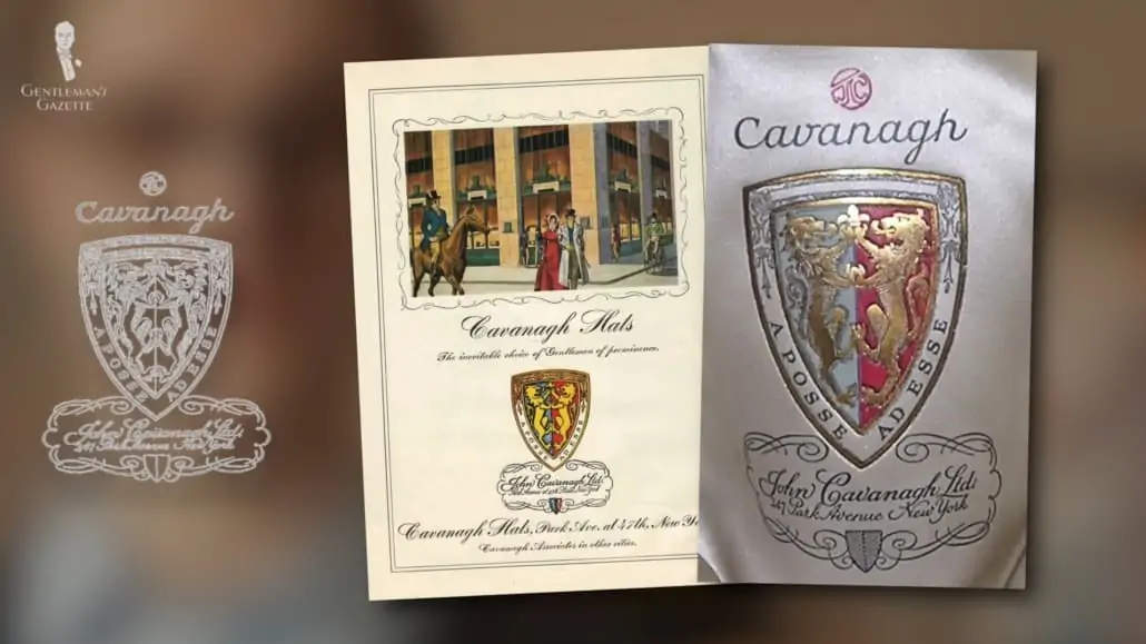 Advertisements featuring the logo crest of the Cavanagh Hat Company