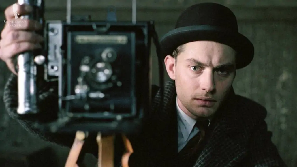 Jude Law wearing a modern style bowler hat