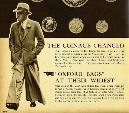 The Oxford Bag are trousers with wide legs.