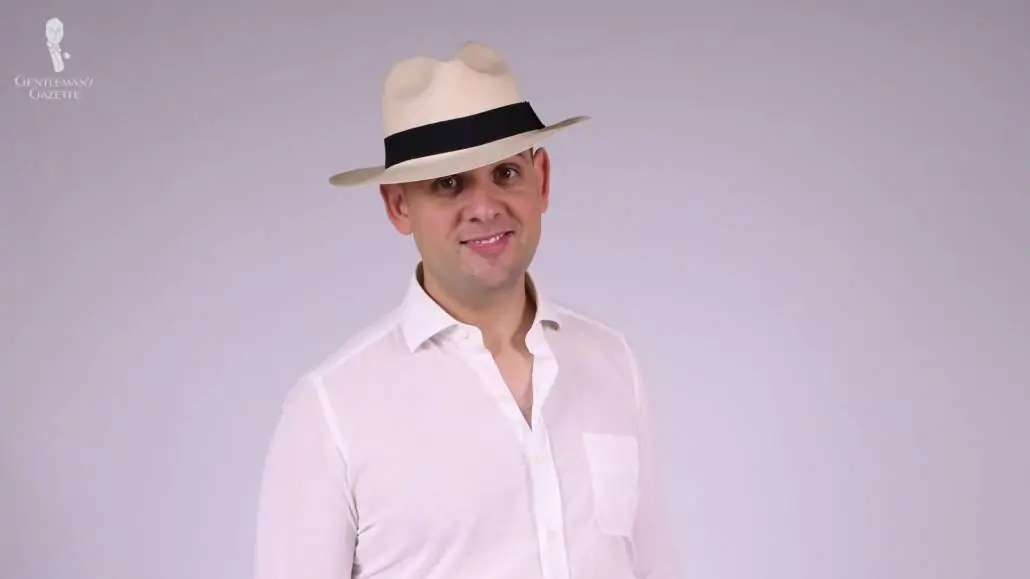 Raphael wearing a Panama hat
