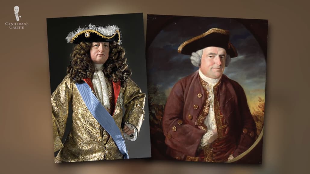 Tricorn hats with flat brims from 1700s