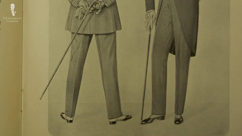 Flat-fronted pants were popular across America and Europe in the 10s.