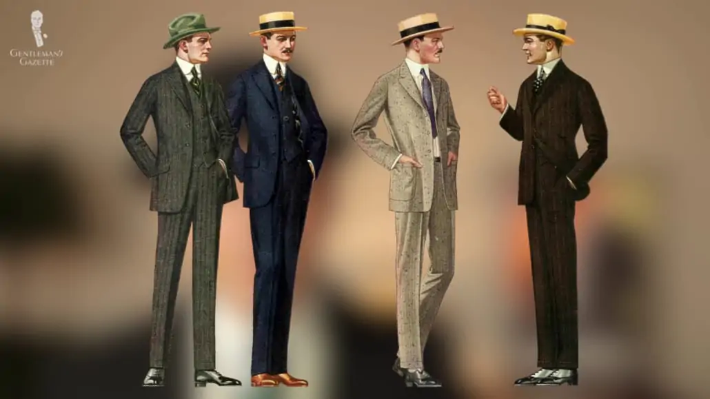 Mid-1910s suit were more form-fitting.