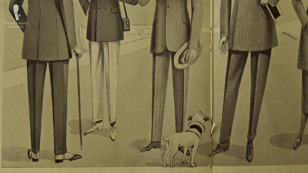 Trousers back then were typically tapered.
