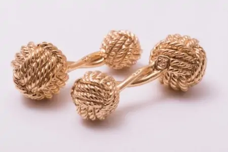 gold plated monkey fist knot cufflinks