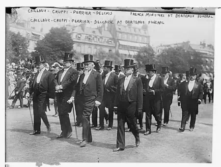 Ministers at a state funeral on May 26, 1911 of Maurice Berteaux (1852-1911), French Minister of War.