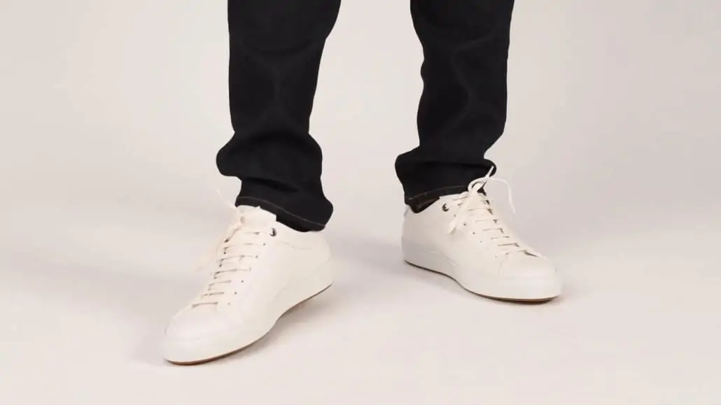 White canvas sneakers are neutral and can be worn for casual outings.
