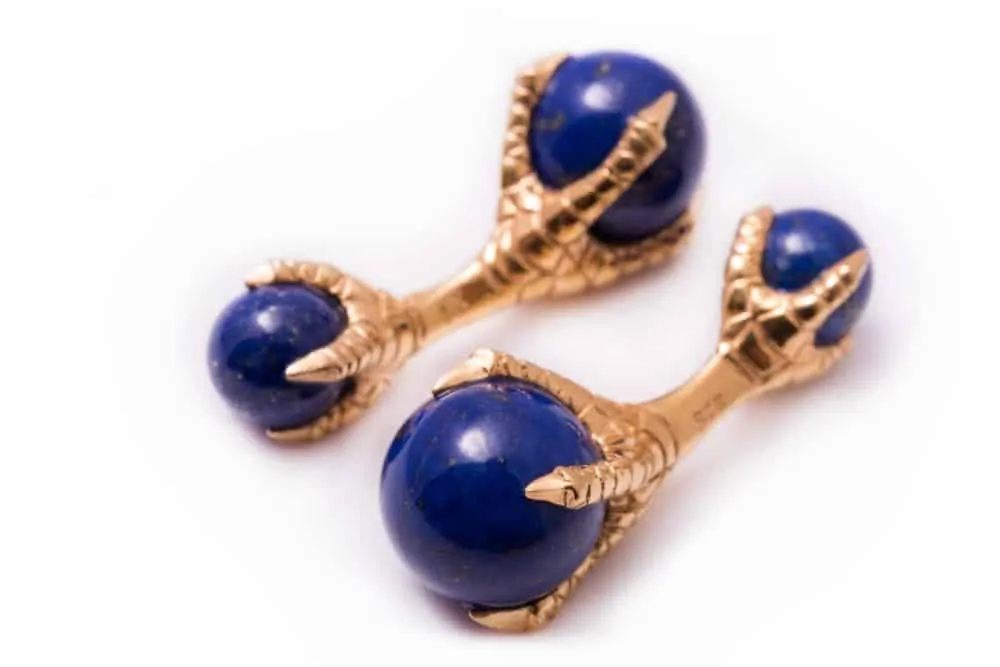 Eagle Claw Cufflinks with Lapis Lazuli Balls - 925 Sterling Silver Gold Plated - Fort Belvedere