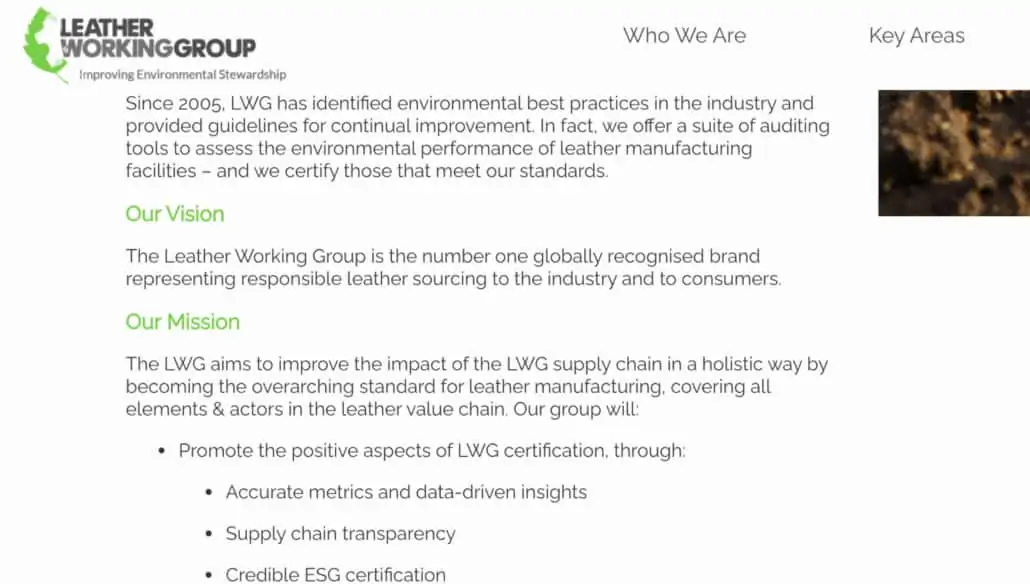 Leather Working Group, an NGO, certifies responsible leather production.
