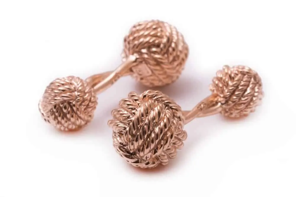 Monkey Fist Knot Cufflinks - 925 Sterling Silver Rose Gold Plated - Fort Belvedere