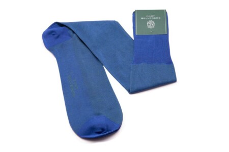 Royal Blue & Malachite Green Two Tone Solid Oxford Socks Fil dEcosse Cotton Fort Belvedere
