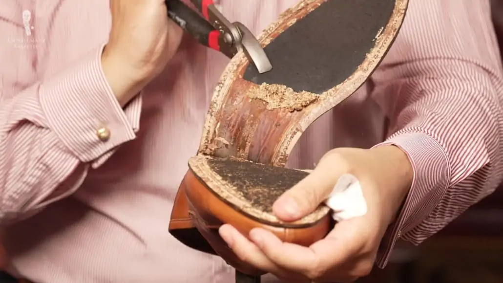Glued rubber underneath the outer sole of a Campus loafer, to keep moisture out.
