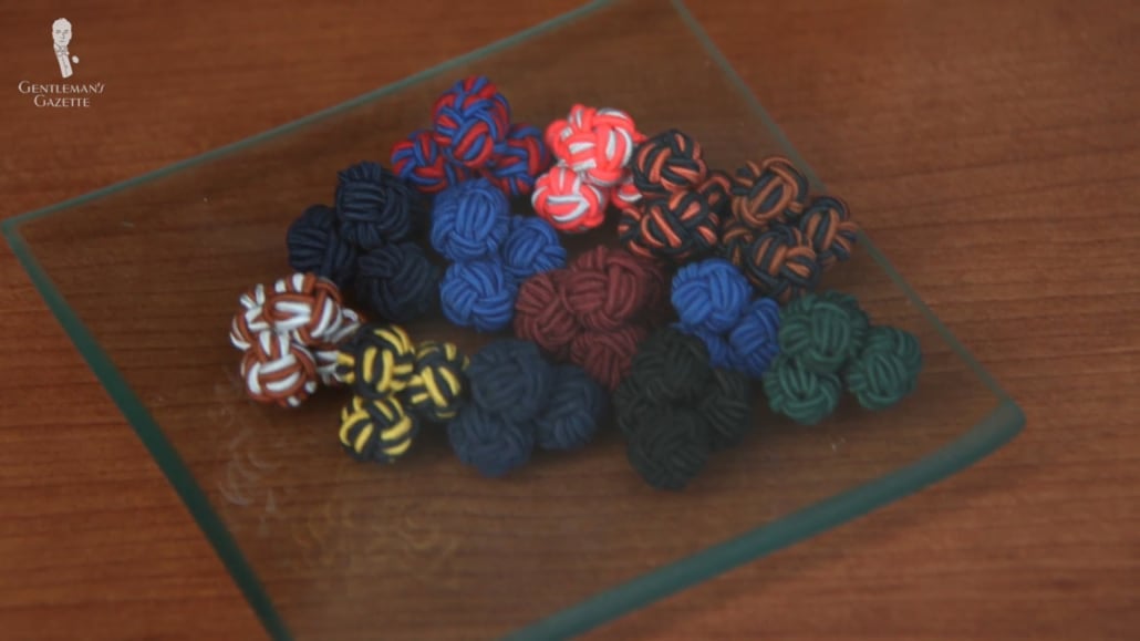 Cloth Monkey Fist Cufflinks Monkey fist cufflinks used to be made with cloth in the 19th Century.