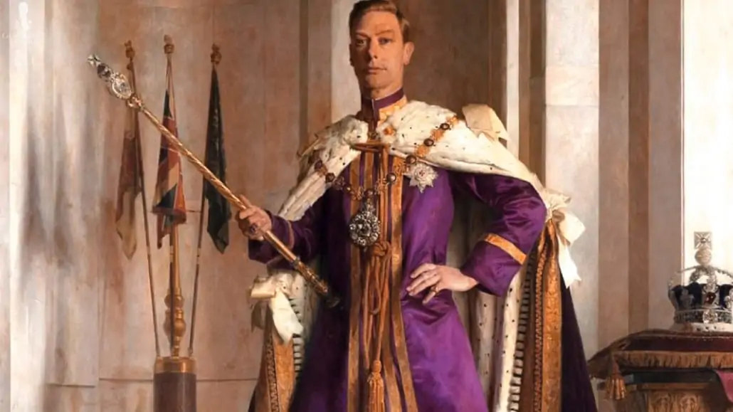 King George VI of England wearing purple in his vestments.