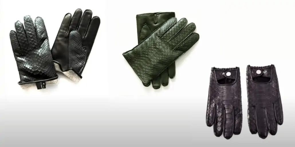 Gloves made with exotic leathers.
