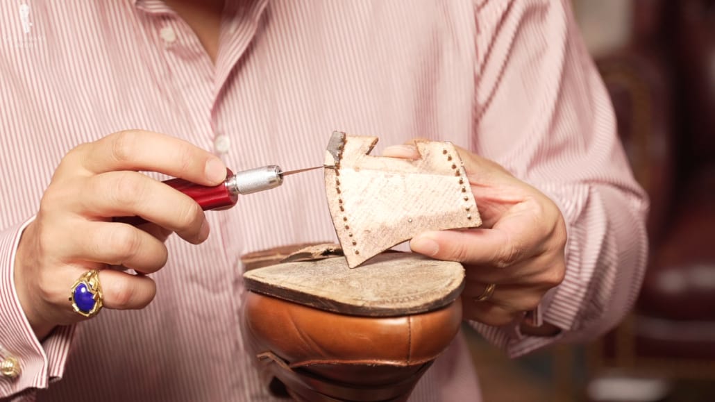 Several nails are visible in the heel assembly