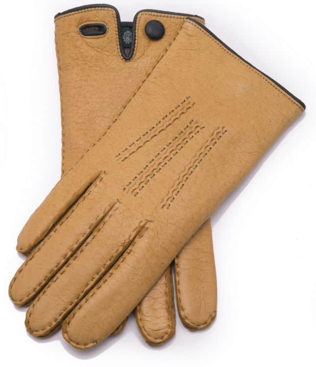 Peccary Gloves Cashmere Lined Waterproof in Chamois Yellow Fort Belvedere Peccary Gloves Cashmere Lined Waterproof in Chamois Yellow