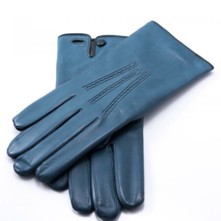 Petrol Blue Mens Gloves with Button in Lamb Nappa Leather by Fort Belvedere