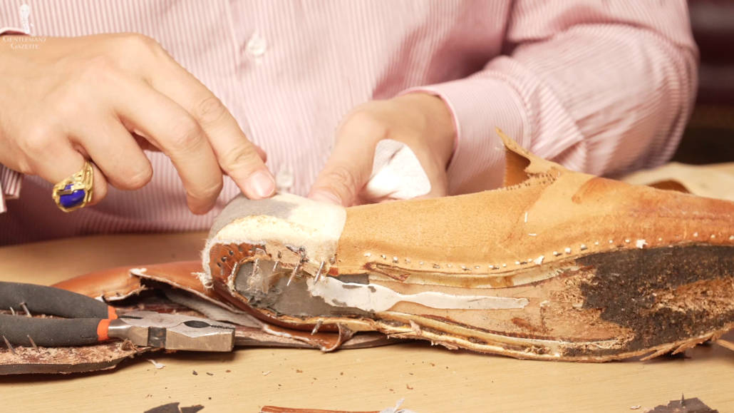 The Lobb Paris shoe has a thermal plastic heel counter.