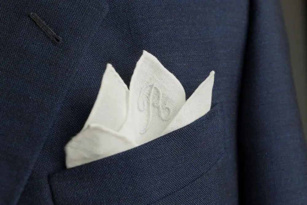 White Initial Pocket Square - Hand-Embroidered - Fort Belvedere