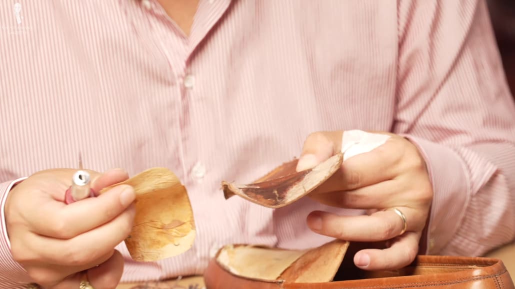 This vamp layer has been backed with fabric.