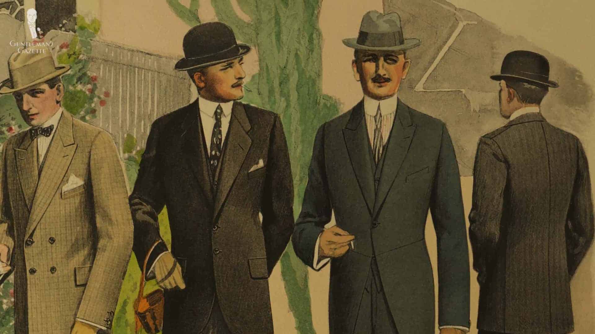 fashion illutration showing gentlemen with mustache