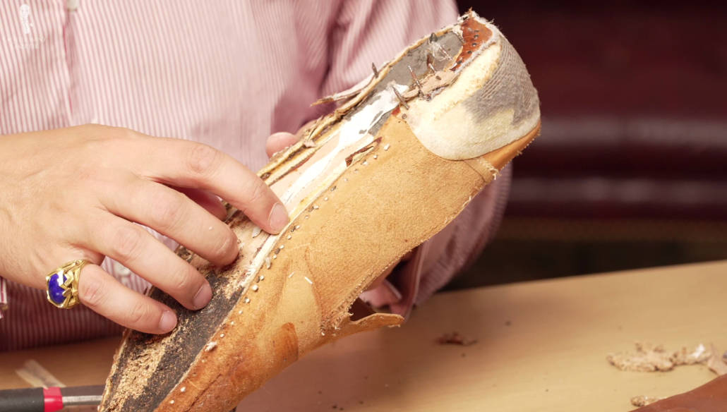 Another look at the insole and lining of the Lobb Paris loafer.