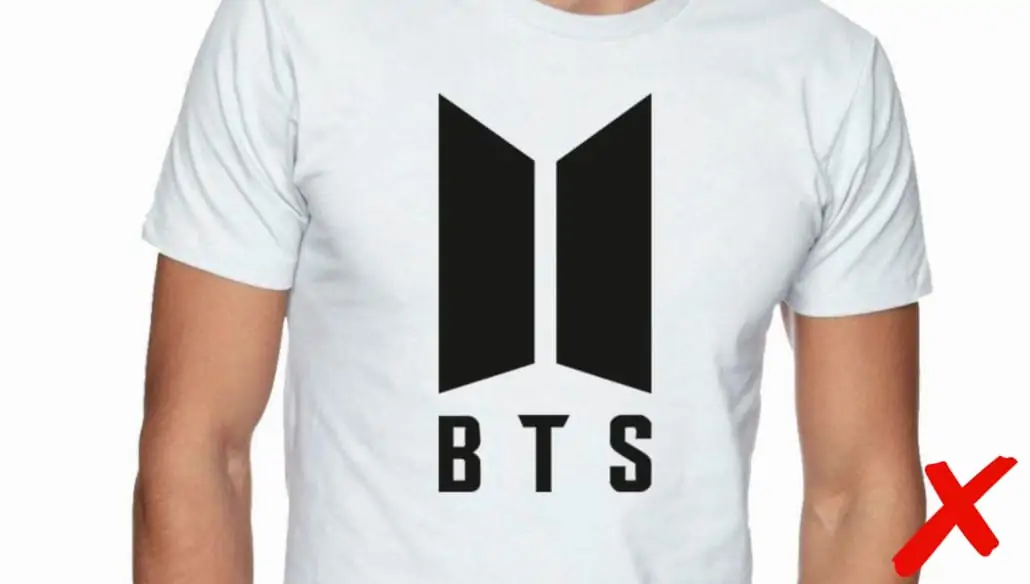 white t-shirt with BTS logo