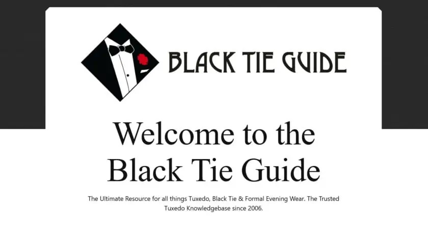 2021 Redesigned Tuxedo Black Tie Guide cover