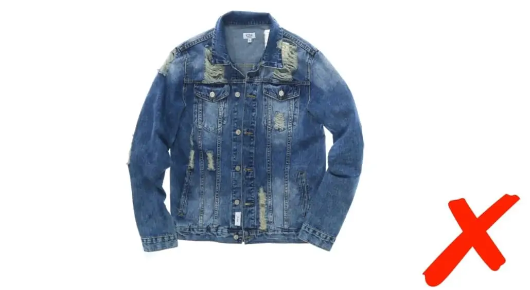 A deliberately ripped denim jacket will not look to be a true classic