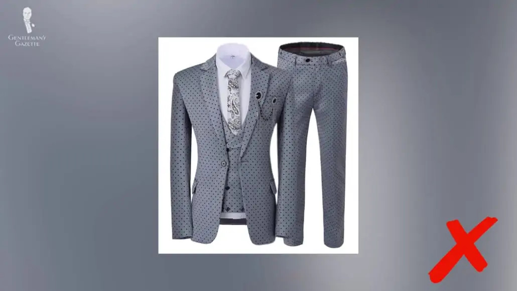 A printed nylon light gray suit.