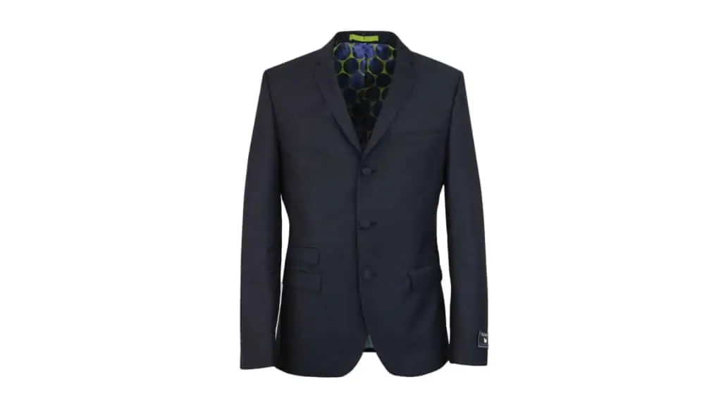 A true three button jacket that is more formal and buttoned up.