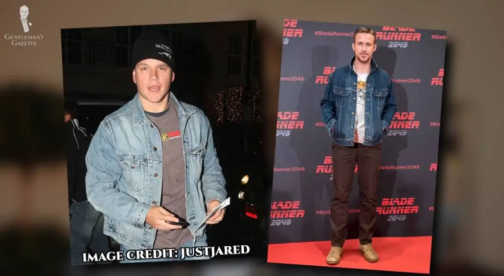 Matt Damon and Ryan Gosling sporting denim jackets