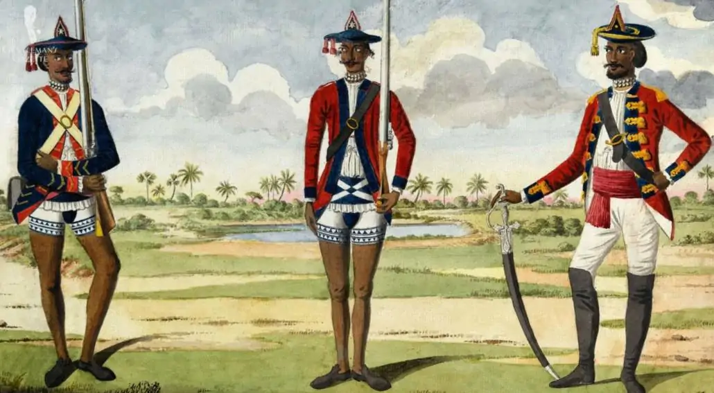 In 1785, the Bengal Army wore unusual waist wraps. 