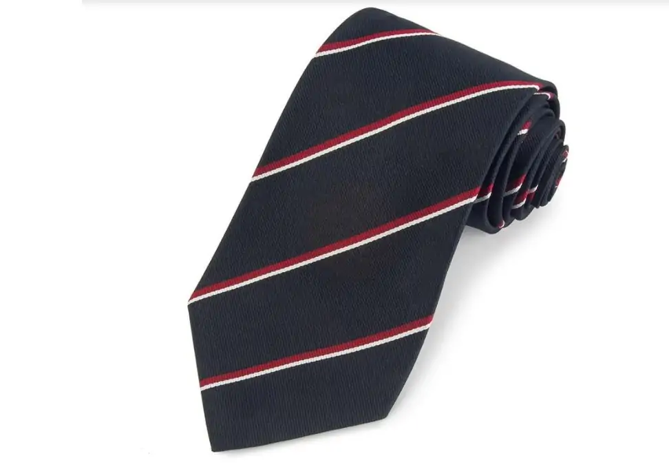 Benson & Clegg regimental stripe tie in navy, red, and white