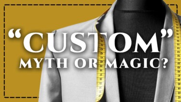 Thumbnail for custom myth or magic showing a white jacket with a measuring tape thrown over the shoulders.