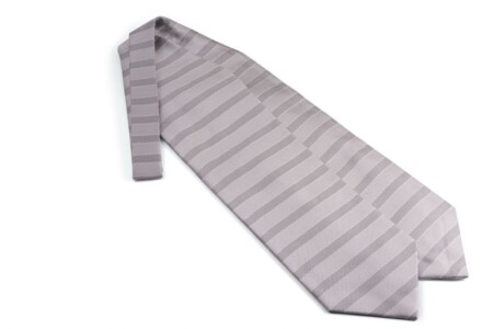 A photo of a Formal Ascot in Silver Black Wedding Stripes Weave Jacquard Silk for Morning Coats - Fort Belvedere