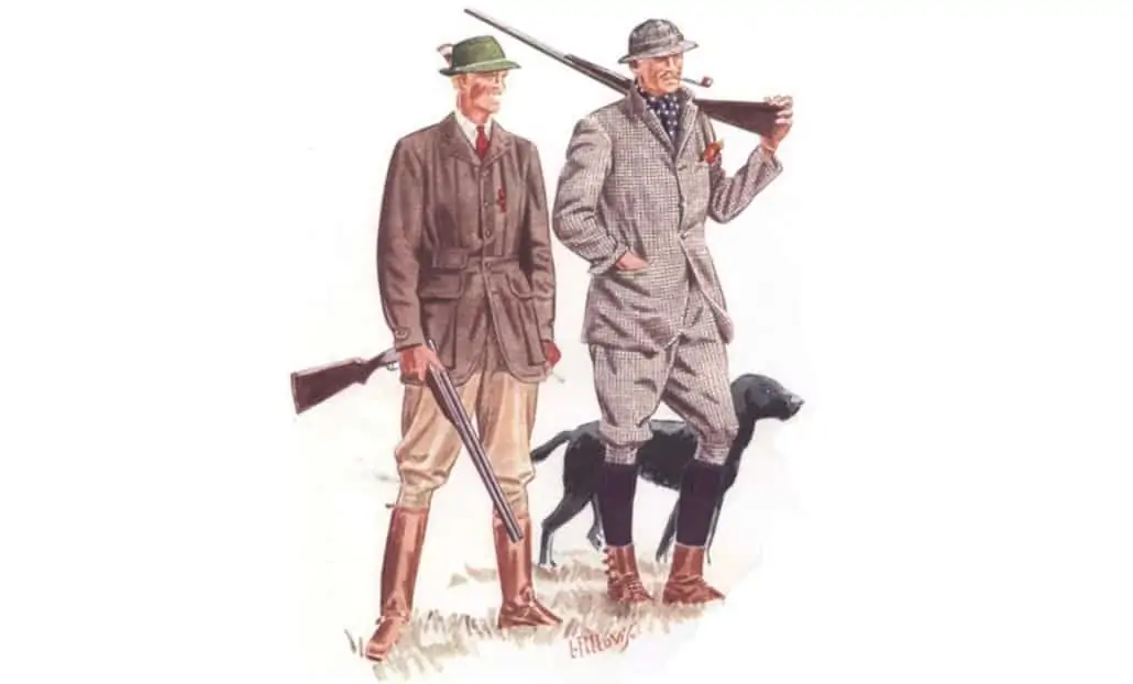Gentlemen in their hunting (shooting) attire, an example of historical country clothing