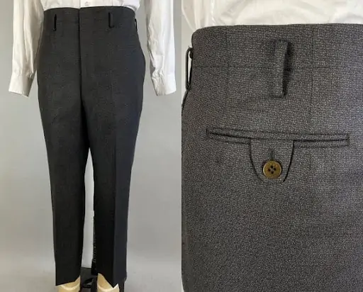 The Hollywood trouser waistband was not a separate piece of fabric, but rather continuous.
