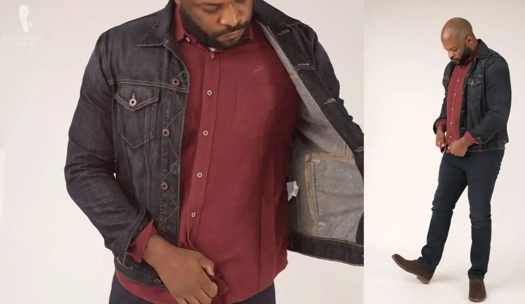 Denim Jacket with Checkered Flannel Sleeves Buy Men Denim Jacket  Fugazee   FUGAZEE