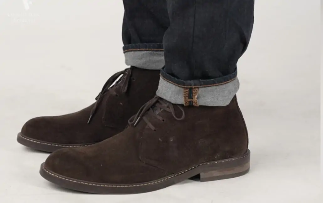 A pair of brown chukka boots