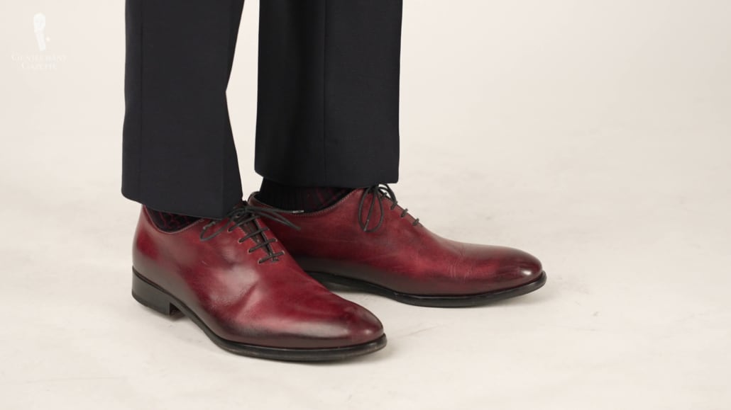 Oxblood-colored whole cuts from Ace marks with their hand-painted patina.
