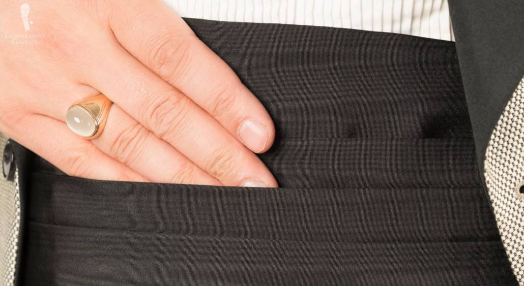 Silk Moire Cummerbund in Black from Fort Belvedere