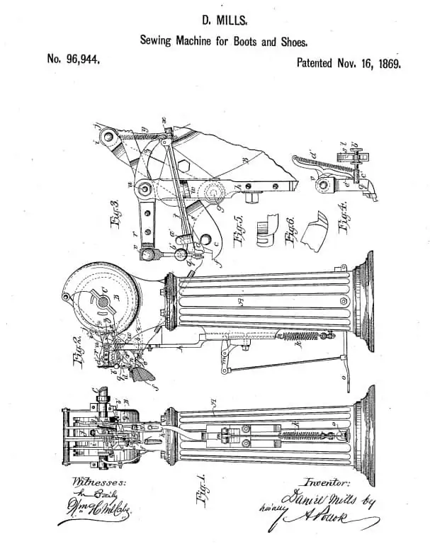 The illustrated portion of the patent application for the Goodyear Welting machine.