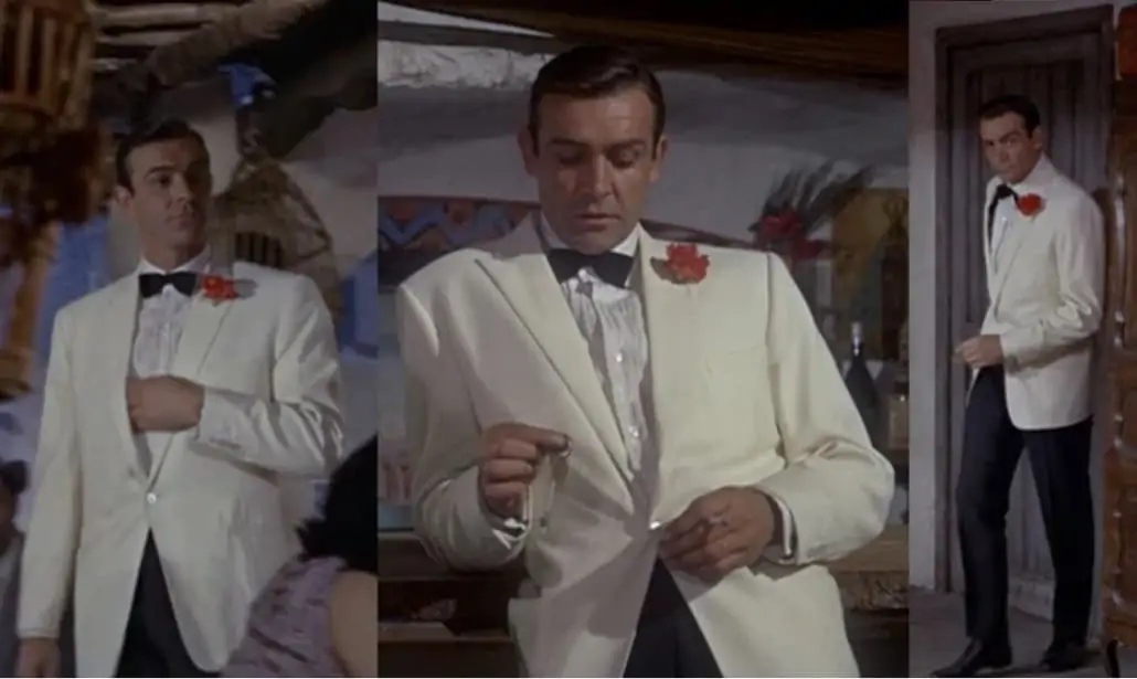 The ivory dinner jacket is an iconic James Bond outfit.