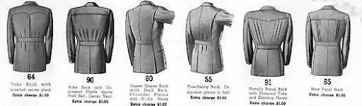 Shown from the back, these jackets were offered in a variety of styles.