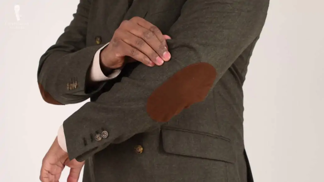 A jacket with an elbow patch.