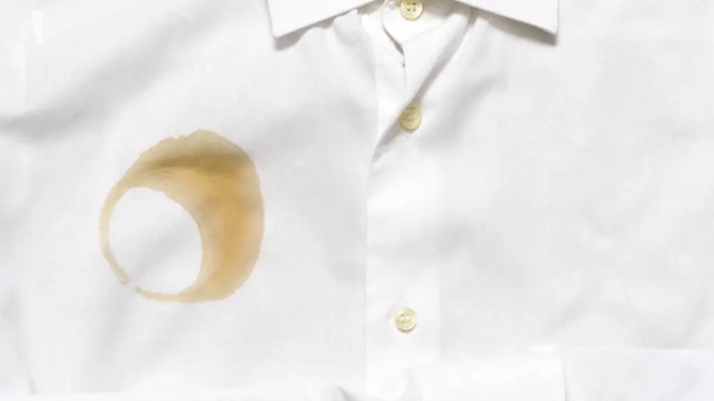 Brown stain on white shirt.