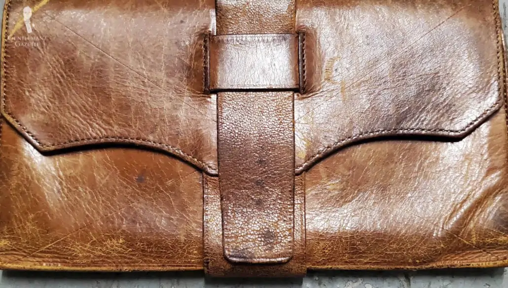A brown leather wallet of the 1930s.